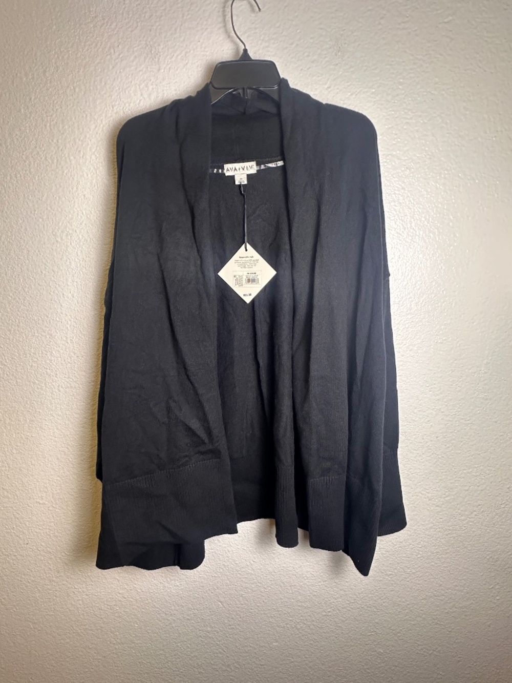 AVA & VIV Black Open-Front Women's Cardigan. Sz 3X.